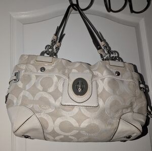 Vintage Coach Up Art Peyton Carryall SatchelWhite Signature